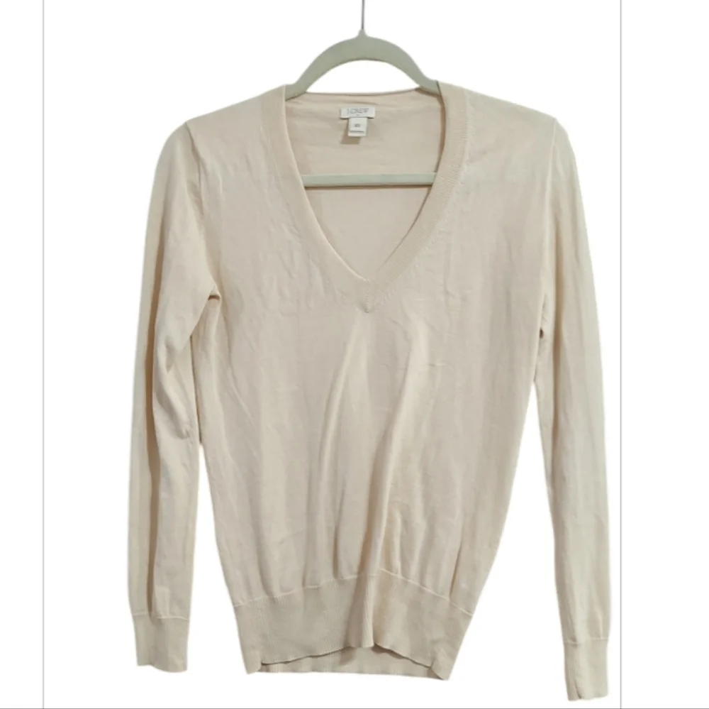 J. Crew Cream V-Neck Sweater